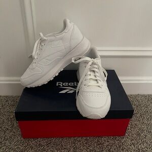 Reebok Youth Classic Leather White Sneakers Shoes Sz 4